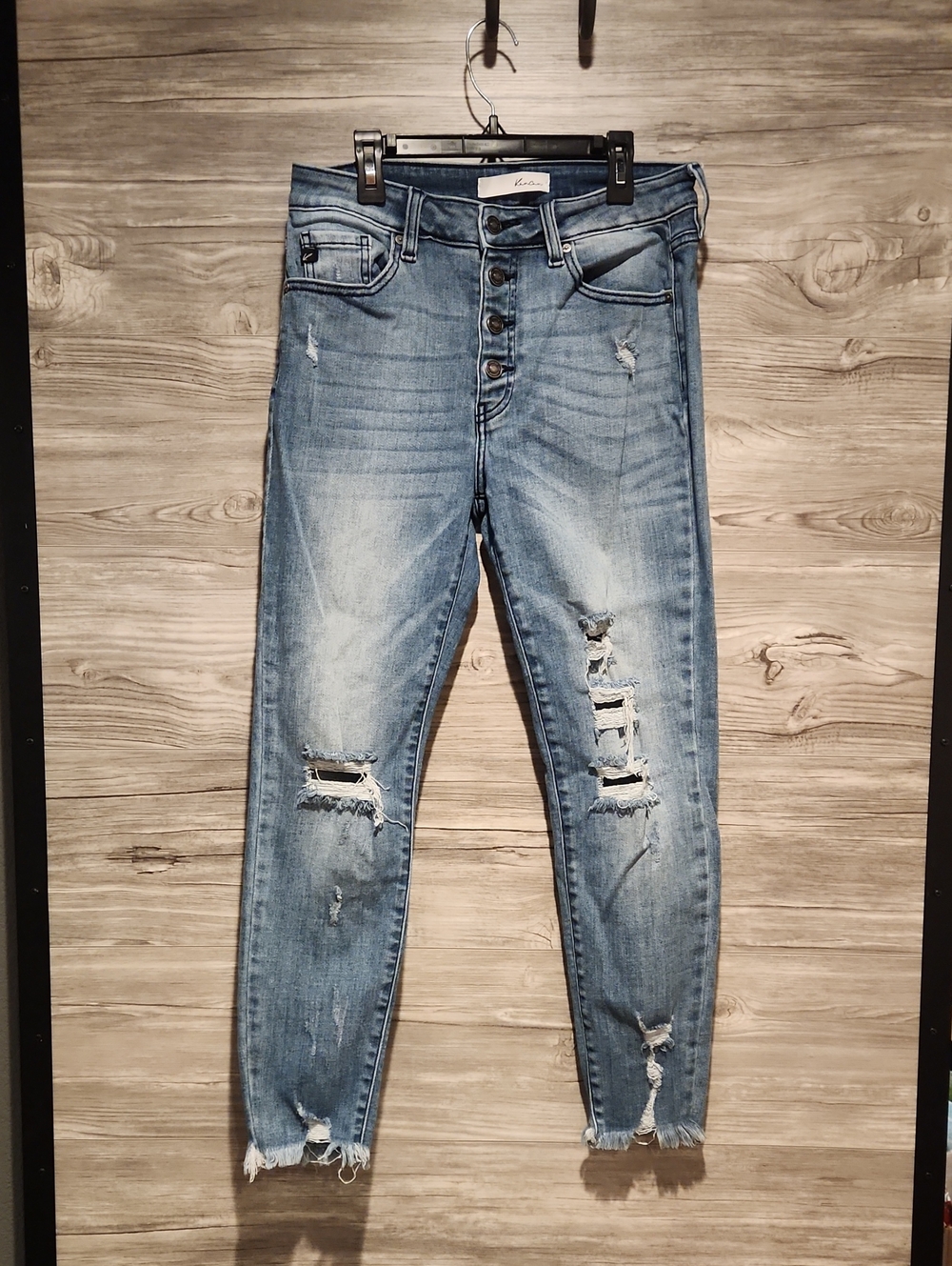 High-Rise Distressed Women’s Jeans in Light Blue